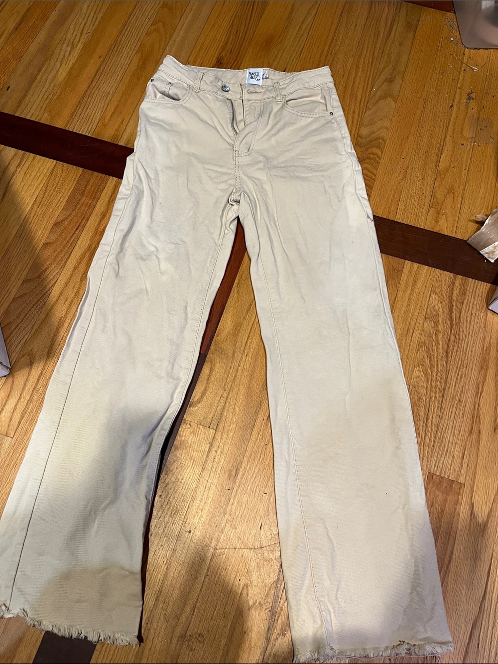 Princess Polly Beige Wide-Leg Jeans